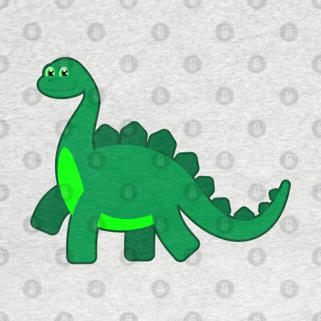 Adorable Long Neck Green Dinosaur by deancoledesign